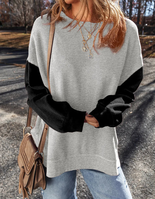 Load image into Gallery viewer, Contrast Round Neck Long Sleeve Sweatshirt
