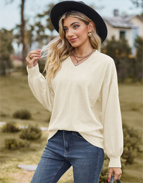 Load image into Gallery viewer, V-Neck Dropped Shoulder Blouse
