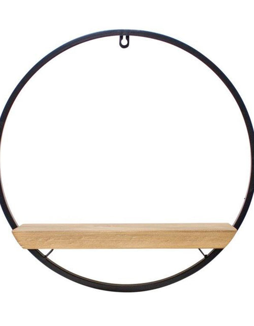 Load image into Gallery viewer, Wood Circle Shelf in Metal Frame 17.5"D
