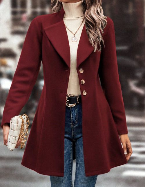 Load image into Gallery viewer, Collared Neck Button Up Long Sleeve Coat
