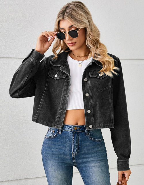 Load image into Gallery viewer, Button Up Long Sleeve Denim Jacket
