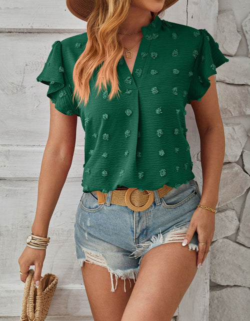 Load image into Gallery viewer, Swiss Dot Notched Cap Sleeve T-Shirt
