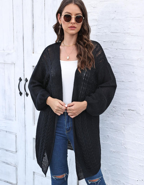 Load image into Gallery viewer, Cable-Knit Open Front Long Sleeve Cardigan
