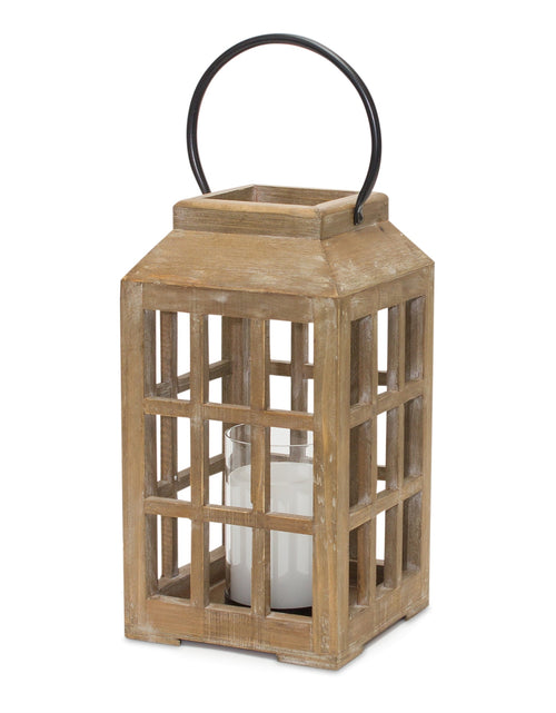 Load image into Gallery viewer, Natural Wooden Lantern with Glass Hurricane
