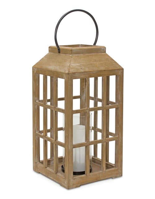 Load image into Gallery viewer, Natural Wooden Lantern with Glass Hurricane
