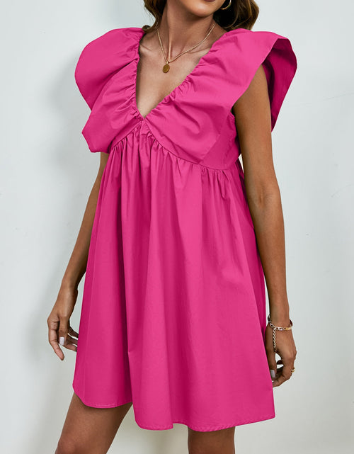 Load image into Gallery viewer, V-Neck Cap Sleeve Mini Dress
