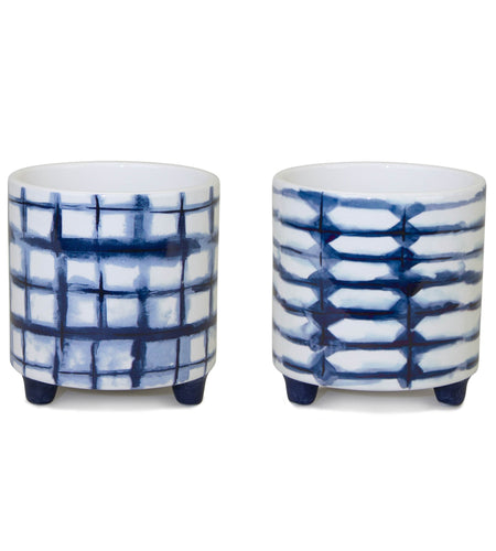 Tie-Dye Design Footed Planter (Set of 2)