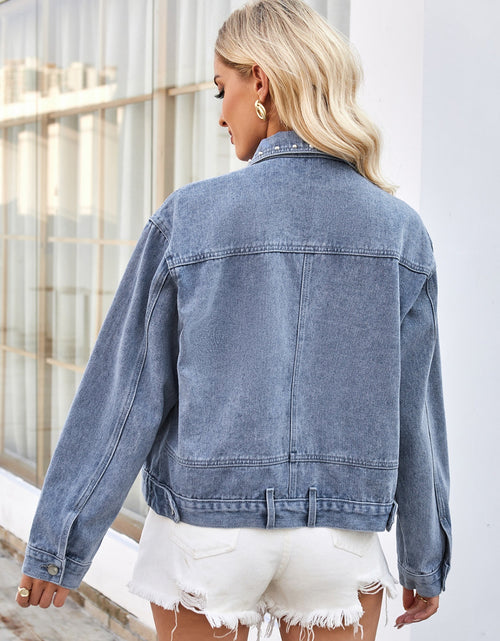 Load image into Gallery viewer, Studded Long Sleeve Denim Jacket
