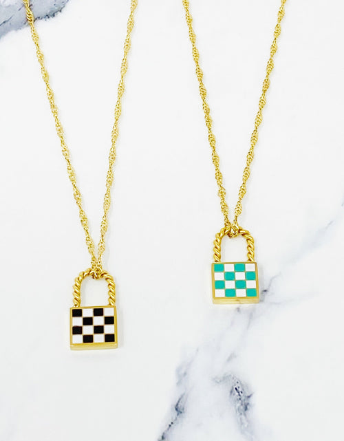 Load image into Gallery viewer, Checkered Locket Necklace by Ellisonyoung.com
