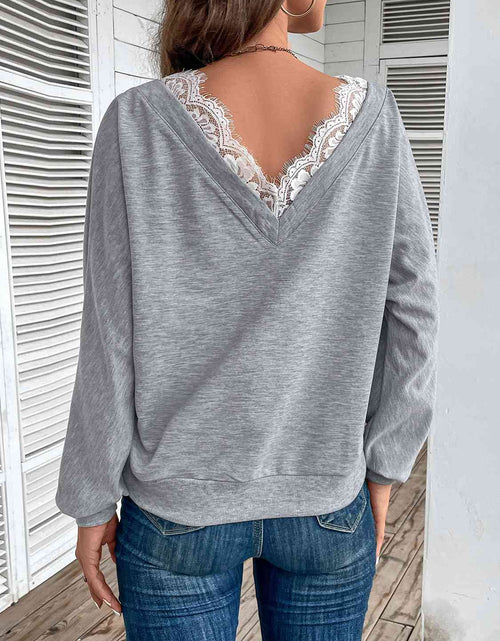 Load image into Gallery viewer, Lace Detail Long Sleeve Top
