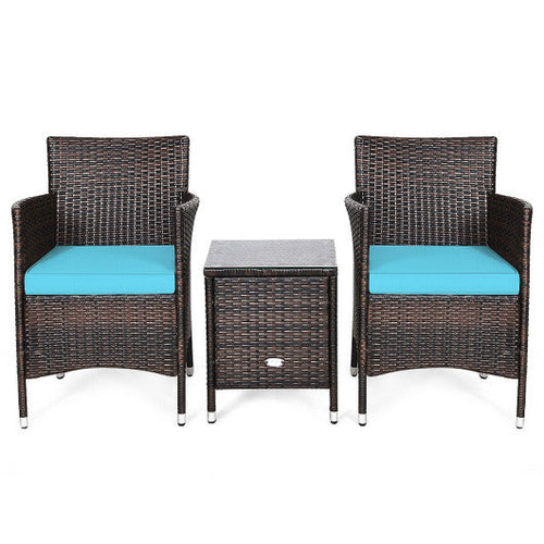 Load image into Gallery viewer, 3 Pcs Outdoor Rattan Wicker Furniture Set-Blue
