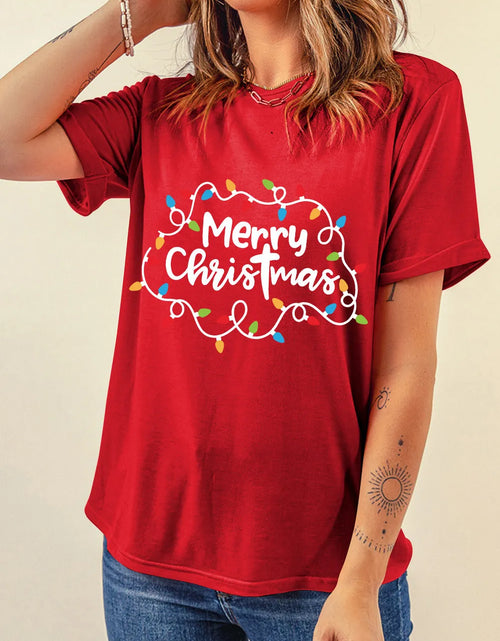 Load image into Gallery viewer, MERRY CHRISTMAS Round Neck Short Sleeve T-Shirt
