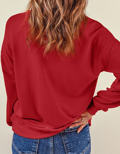 Load image into Gallery viewer, Sequin Santa Patch Round Neck Sweatshirt
