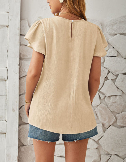 Load image into Gallery viewer, Round Neck Keyhole Cap Sleeve T-Shirt
