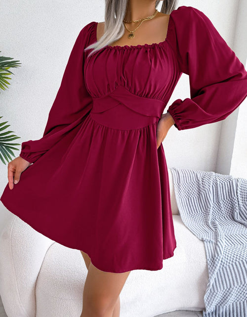 Load image into Gallery viewer, Tied Square Neck Balloon Sleeve Dress
