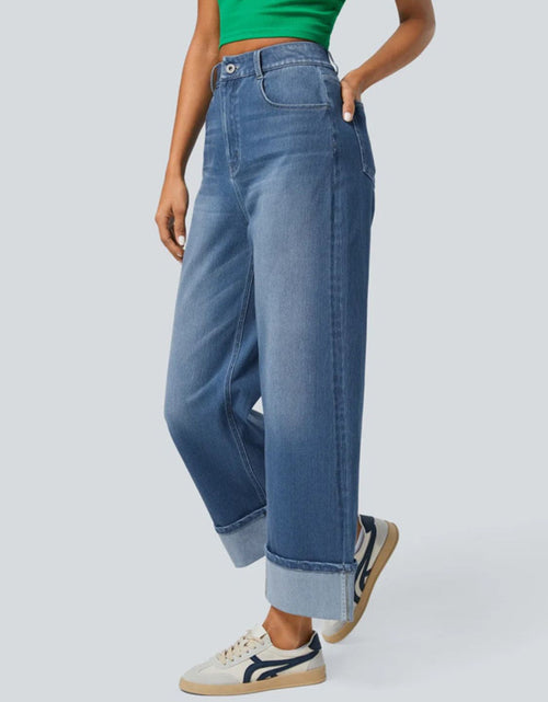 Load image into Gallery viewer, High Rise Rolled Straight Leg Jeans
