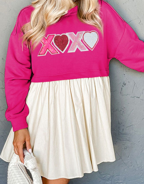 Load image into Gallery viewer, XOXO Sequin Heart Long Sleeve Dress
