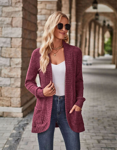 Load image into Gallery viewer, Open Front Cardigan with Pockets
