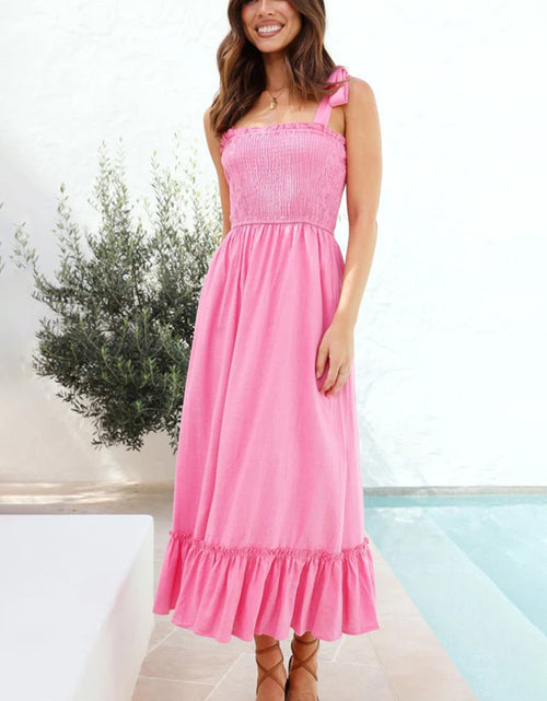 Load image into Gallery viewer, Ruffled Smocked Ruffle Hem Sleeveless Dress
