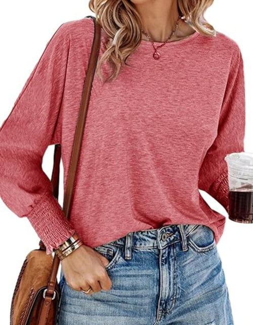 Load image into Gallery viewer, Round Neck Smocked Lantern Sleeve T-Shirt
