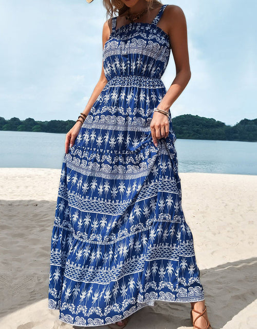 Load image into Gallery viewer, Perfee Printed Square Neck Sleeveless Maxi Dress
