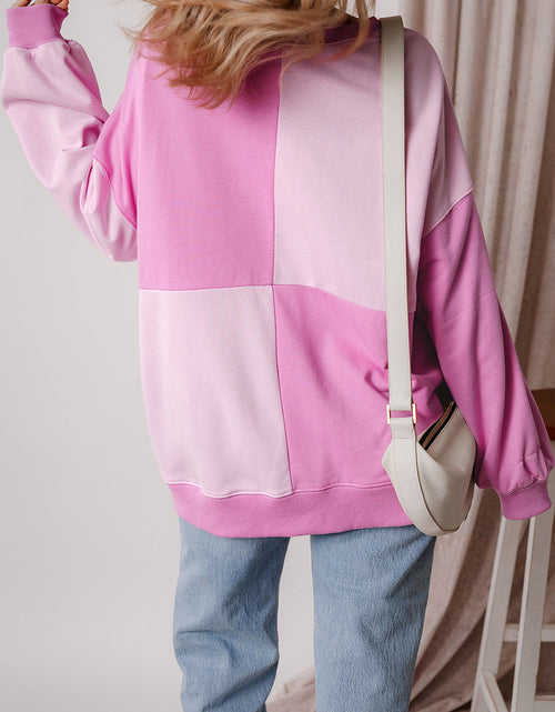 Load image into Gallery viewer, Color Block Half Button Long Sleeve Sweatshirt
