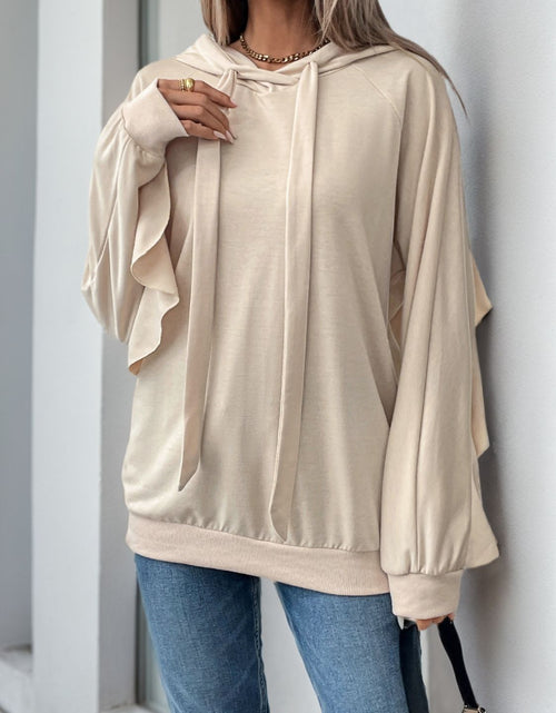 Load image into Gallery viewer, Perfee Drawstring Ruffled Long Sleeve Hoodie
