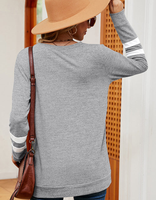 Load image into Gallery viewer, Striped V-Neck Long Sleeve T-Shirt
