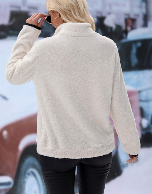 Load image into Gallery viewer, Half Zip Long Sleeve Furry Sweatshirt
