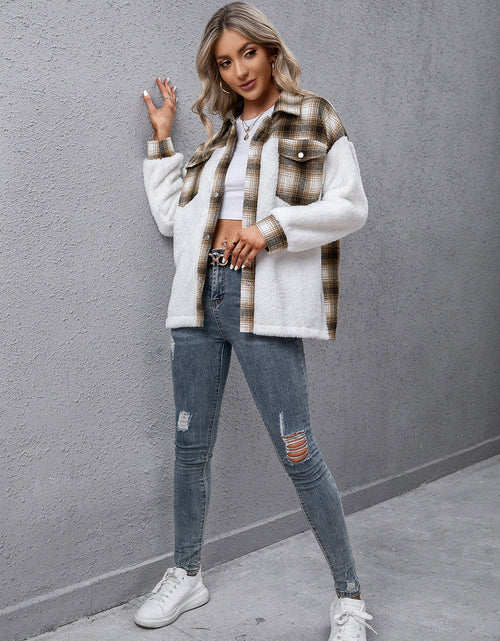 Load image into Gallery viewer, Ivy Lane Plaid Collared Neck Button Down Jacket
