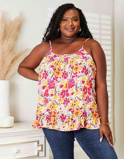 Load image into Gallery viewer, Double Take Floral Scoop Neck Ruffle Hem Cami
