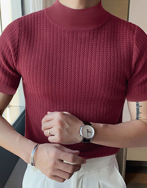Load image into Gallery viewer, Men's Full Size Mock Neck Short Sleeve T-Shirt Plus Size
