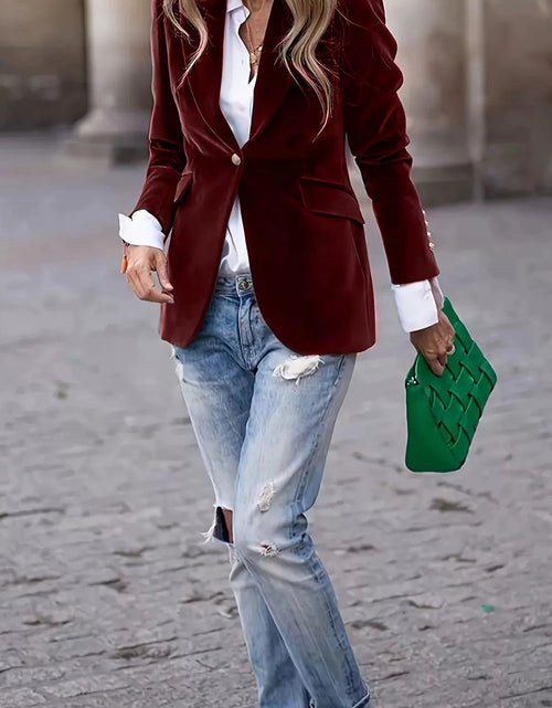 Load image into Gallery viewer, Lapel Collar One Button Blazer
