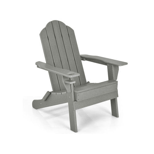 Load image into Gallery viewer, Foldable Weather Resistant Patio Chair with Built-in Cup Holder-Gray
