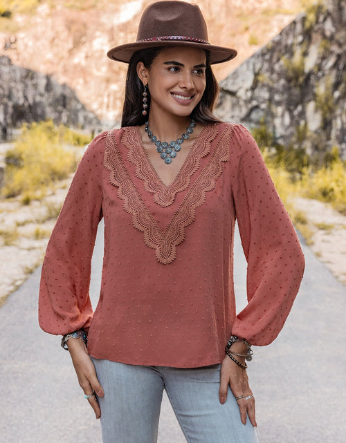 Load image into Gallery viewer, Swiss Dot V-Neck Blouse
