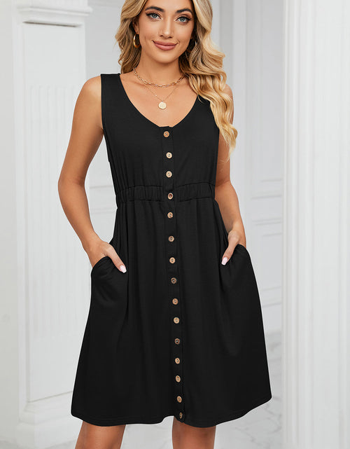 Load image into Gallery viewer, Buttoned Wide Strap Mini Dress
