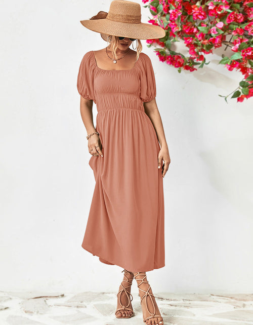 Load image into Gallery viewer, Off-Shoulder Balloon Sleeve Midi Dress
