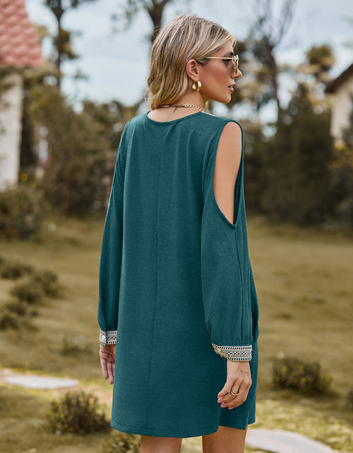 Load image into Gallery viewer, V-Neck Cutout Sleeve Mini Dress
