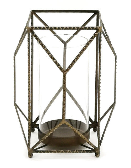 Load image into Gallery viewer, Geometric Iron Candle Holder 10"H
