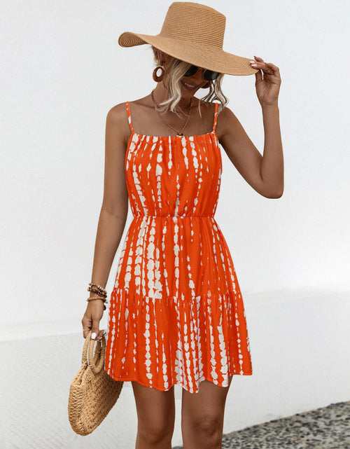 Load image into Gallery viewer, Ruffle Hem Printed Mini Cami Dress
