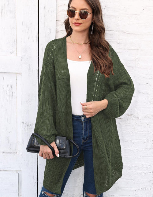 Load image into Gallery viewer, Cable-Knit Open Front Long Sleeve Cardigan
