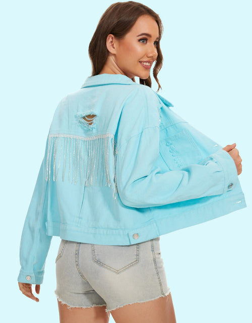 Load image into Gallery viewer, Distressed Distressed Button Up Denim Jacket

