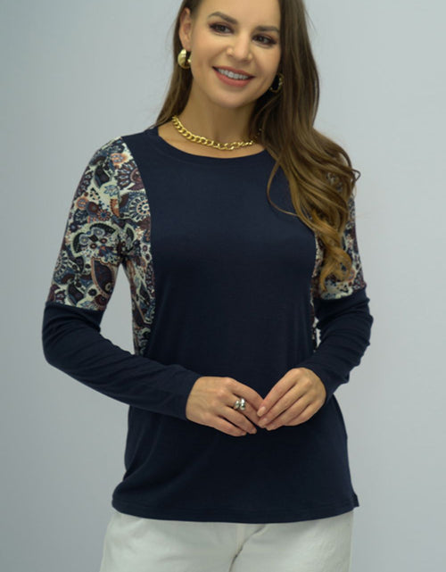 Load image into Gallery viewer, Shiny Round Neck Printed Shoulder Tee
