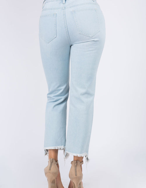 Load image into Gallery viewer, American Bazi High Waist Distressed Raw Hem Jeans
