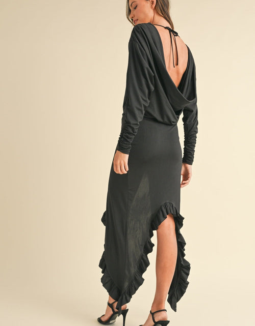 Load image into Gallery viewer, Mable Backless Asymmetric Ruffle Hem Dress
