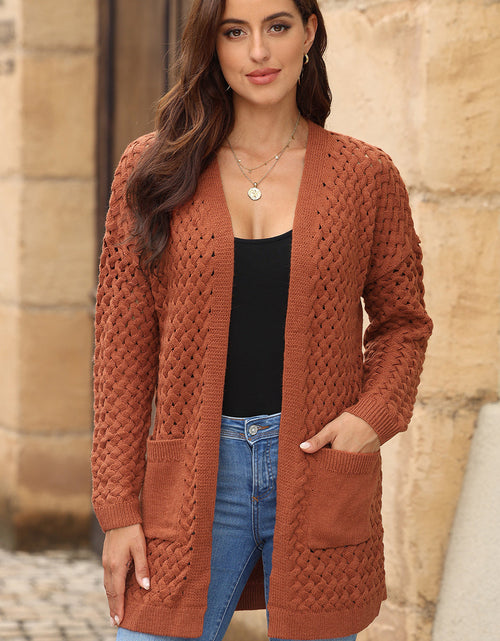 Load image into Gallery viewer, Open Front Dropped Shoulder Cardigan with Pockets
