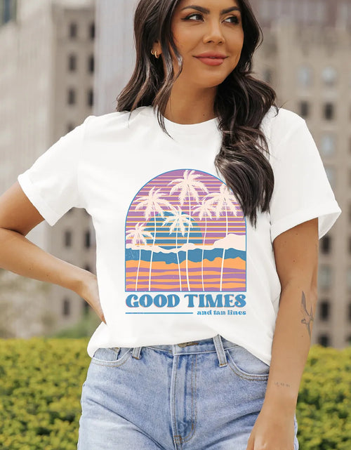 Load image into Gallery viewer, Graphic Round Neck Short Sleeve T-Shirt
