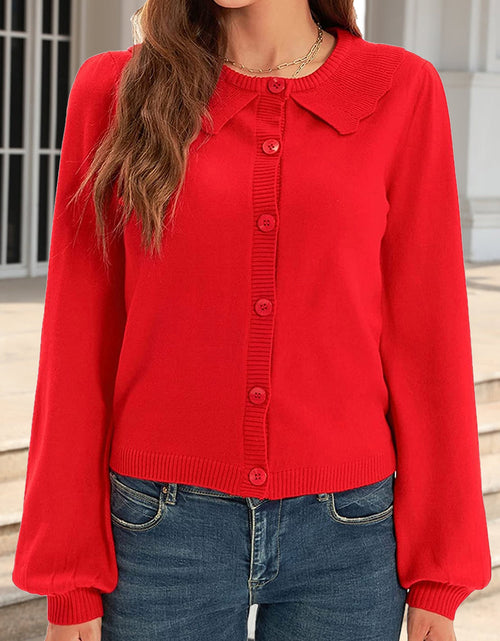 Load image into Gallery viewer, Collared Long Sleeve Button Down Cardigan
