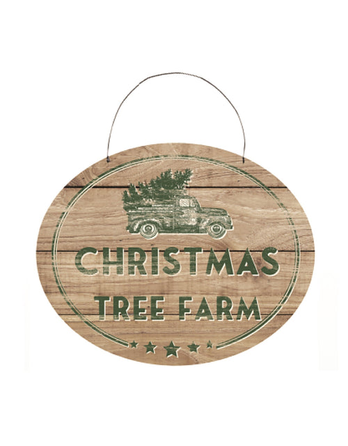 Load image into Gallery viewer, Christmas Tree Farm Sign with Rustic Wood Design 10"L

