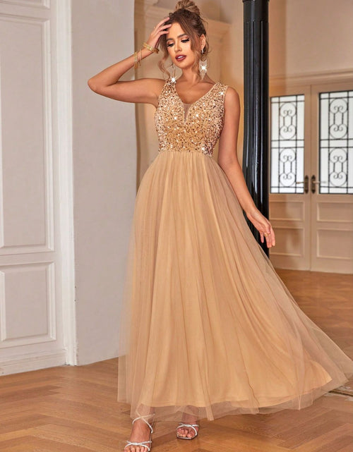 Load image into Gallery viewer, Sequin V-Neck Sleeveless Dress
